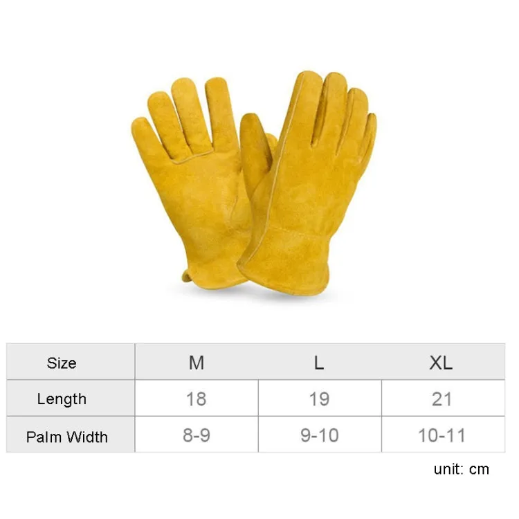 A2421 Cowhide High Temperature Welding Gloves Insulated Aluminum Foil Anti-Heat Gloves(L Yellow)