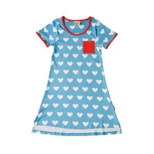 Adult's Blue Hearts Short Sleeve A-Line Dress - 1 Left Size XL