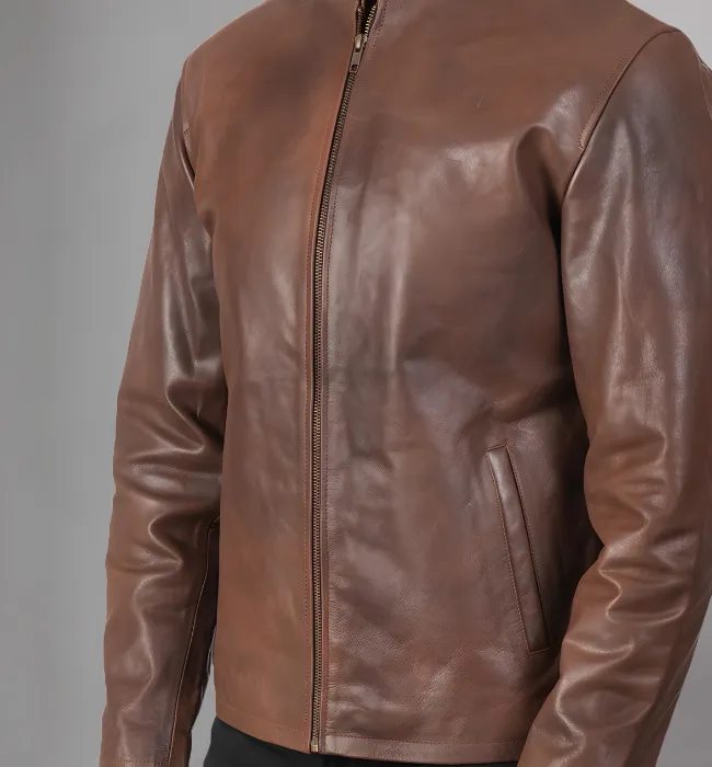 Alex Distressed Burgundy Leather Jacket