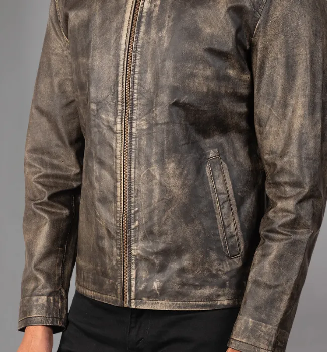 Alex Distressed Burgundy Leather Jacket