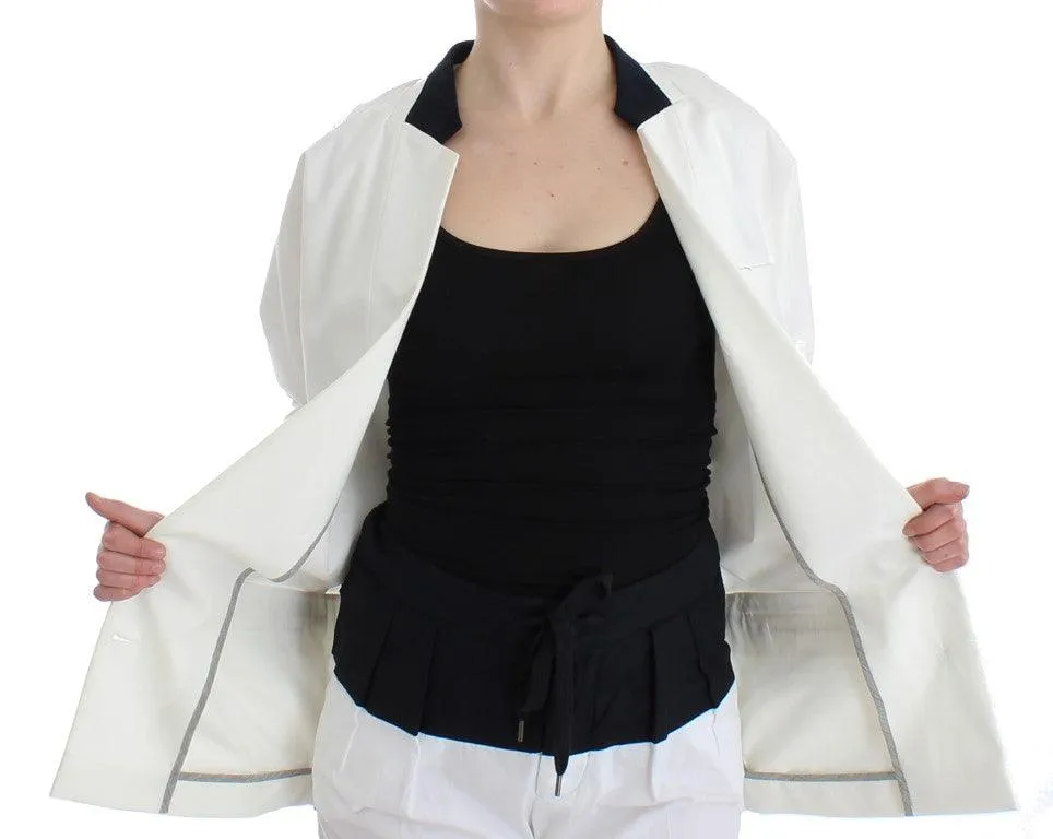 Andrea Pompilio Chic White Cotton Blend Blazer