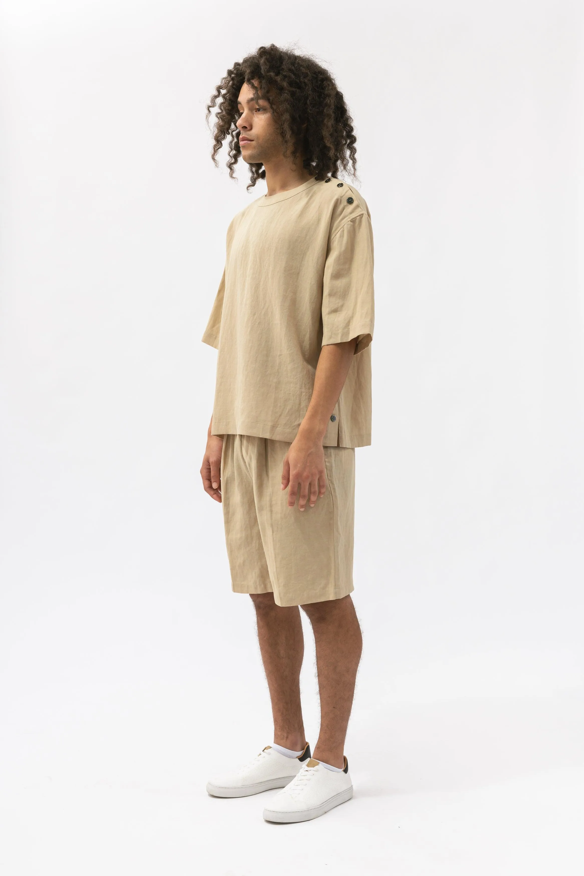 Bamboo Shoulder Accent Linen Pullover