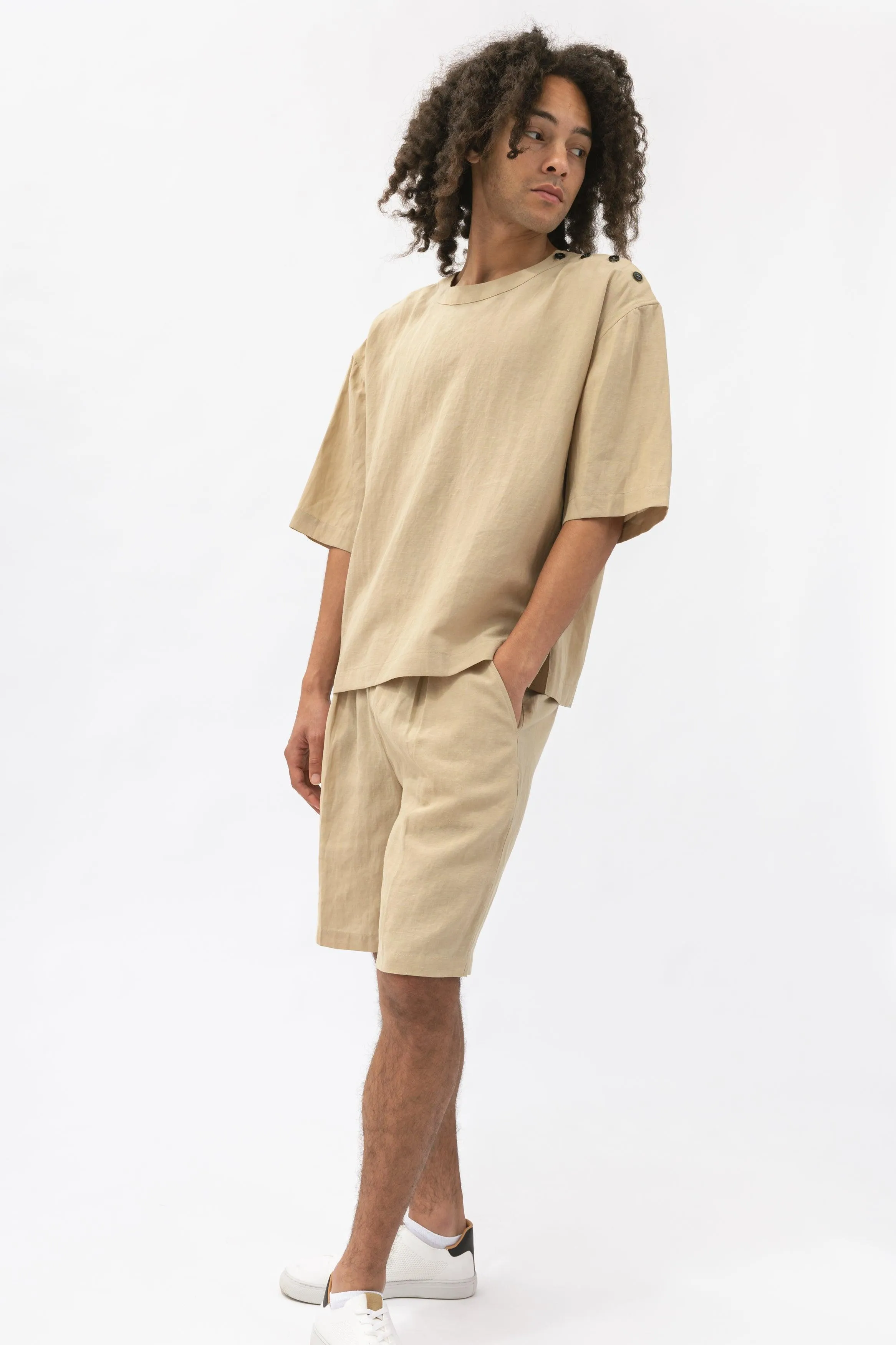 Bamboo Shoulder Accent Linen Pullover