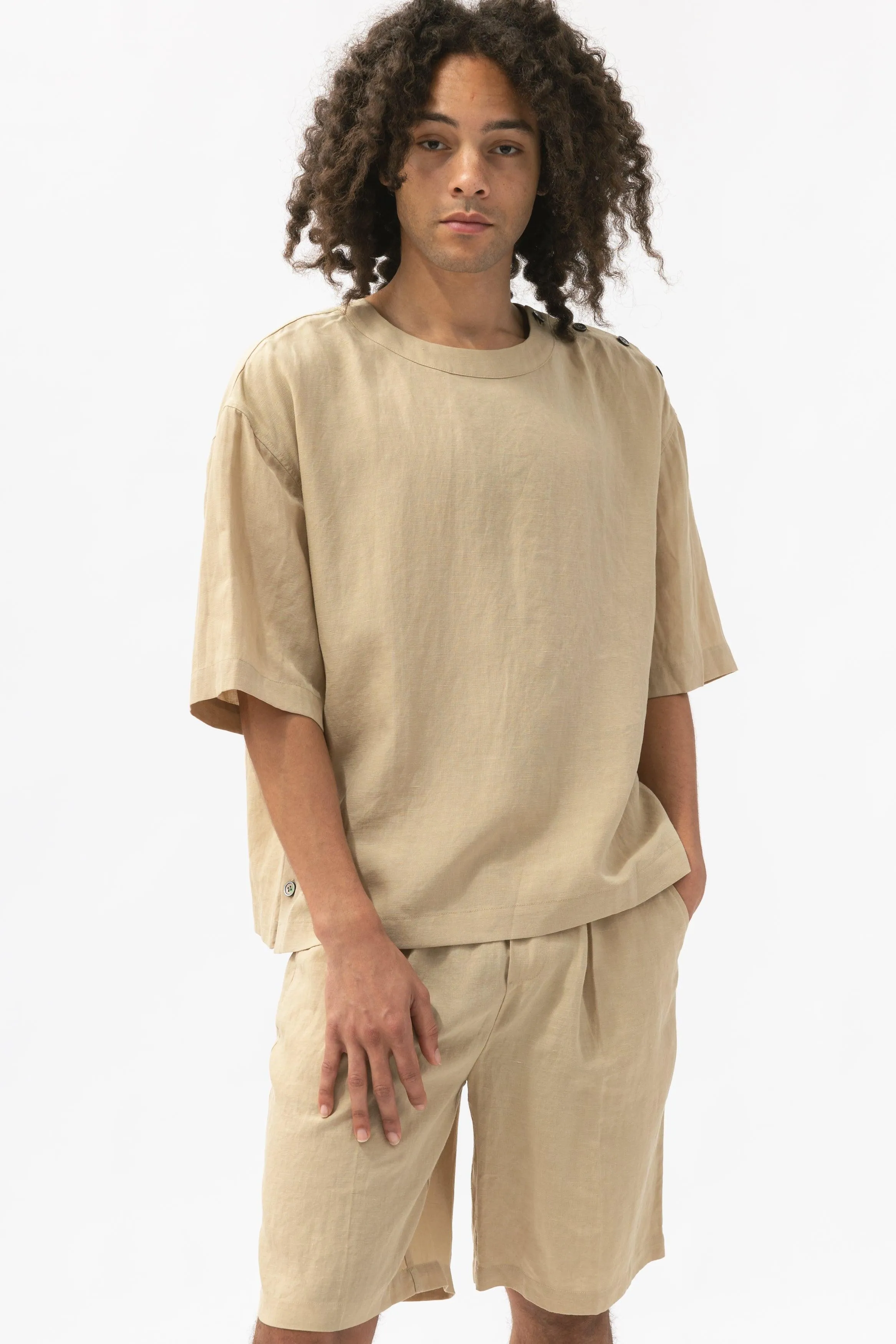 Bamboo Shoulder Accent Linen Pullover