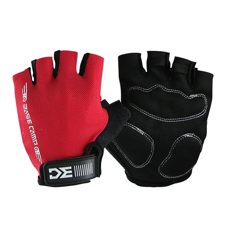 BaseCamp BC-204 Bicycle Half Finger Gloves Lycra Fabric Cycling Gloves, Size: S(Red)