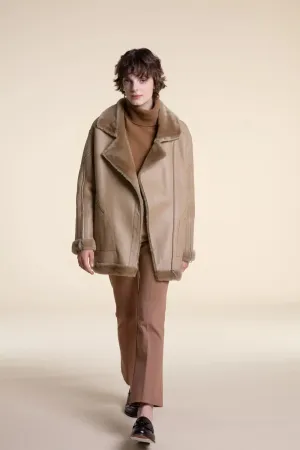 Beige shearling jacket