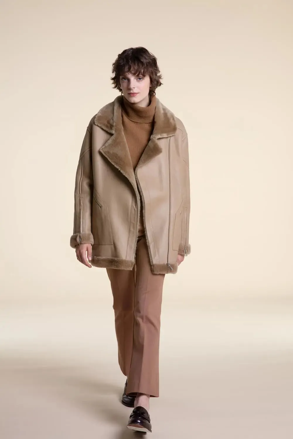 Beige shearling jacket