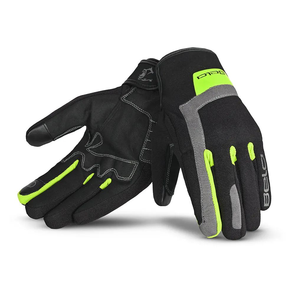 Bela Galaxy Winter Men Motorcycle Gloves Black Yellow Flou