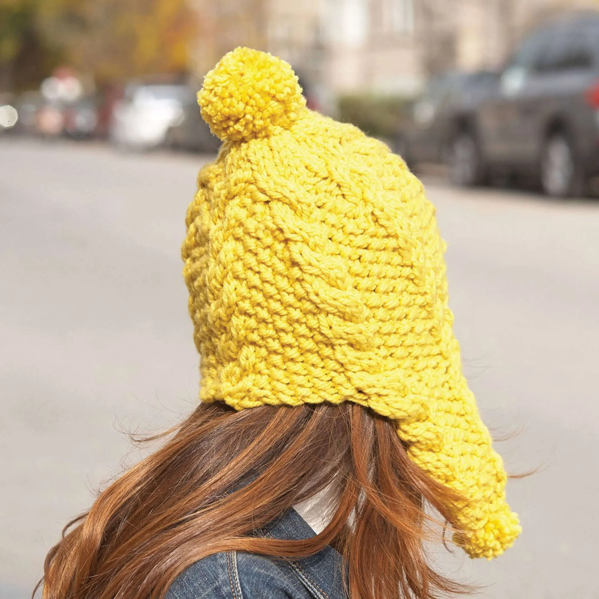 Bernat Knit Golden Glow Earflap Hat