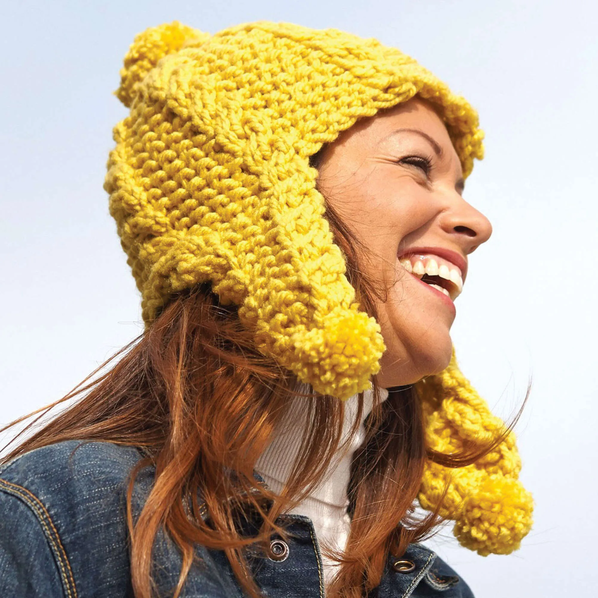 Bernat Knit Golden Glow Earflap Hat