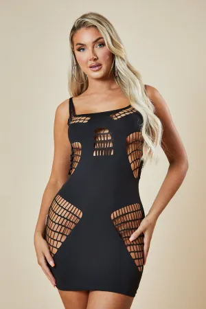 Black Cut Out Detail Bodycon Mini Dress - Amaya