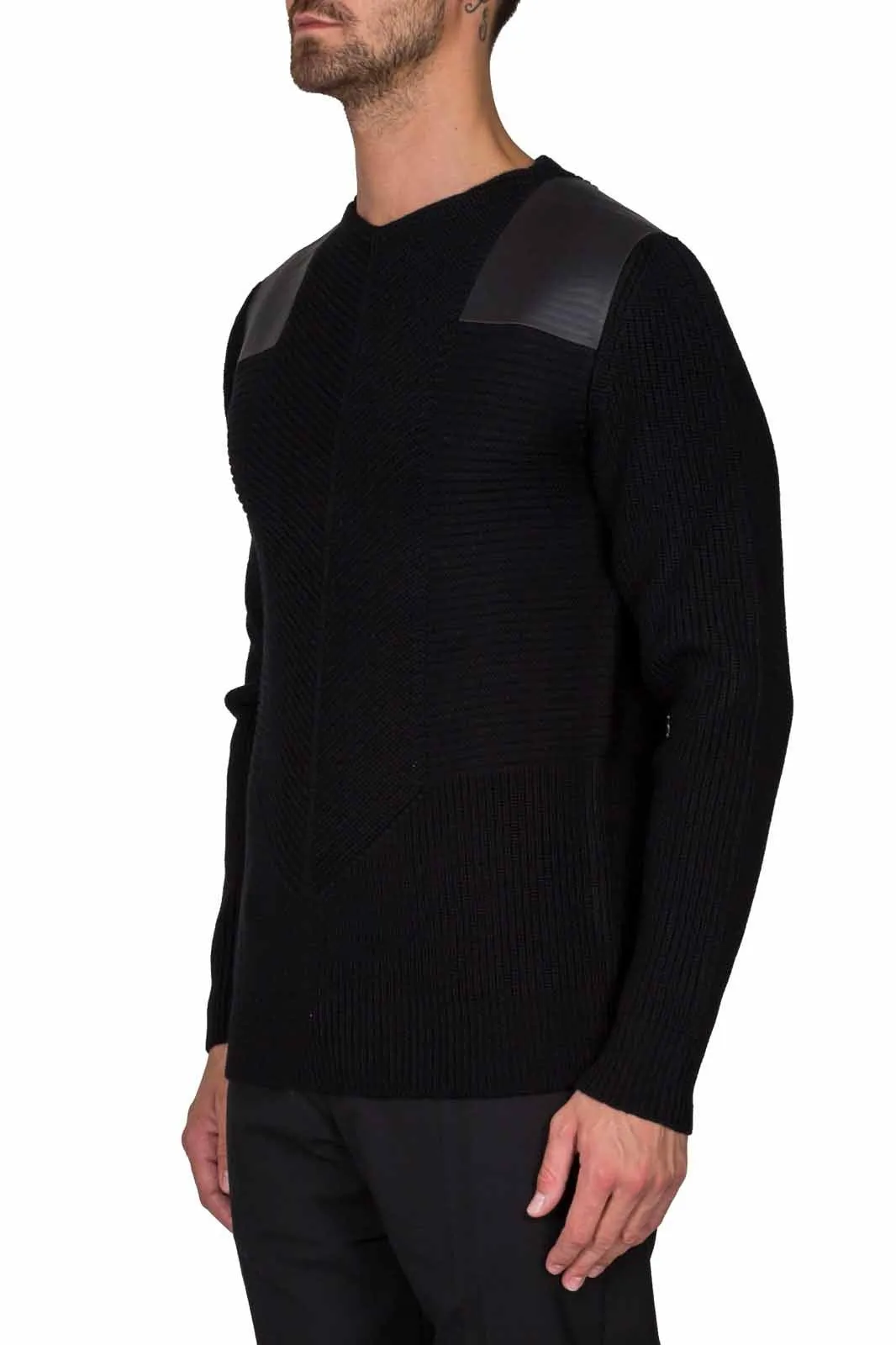 Bonded Leather Crewneck