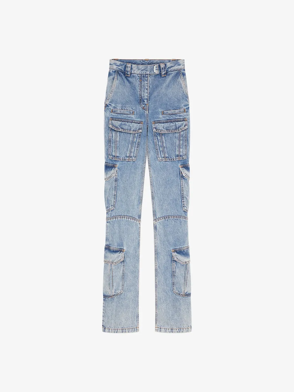 Boot cut cargo pants in denim