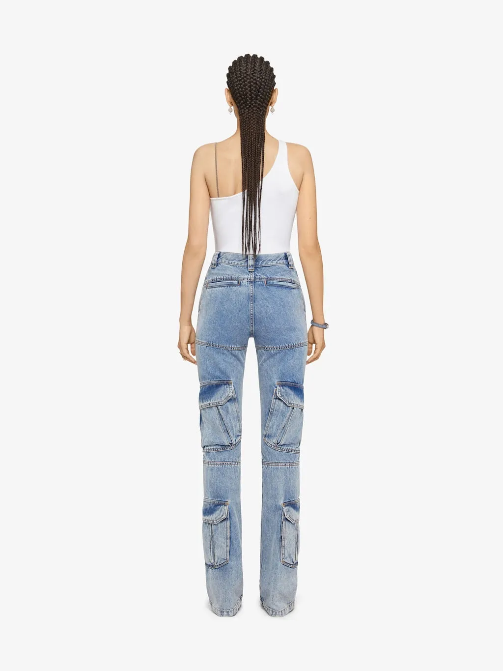 Boot cut cargo pants in denim