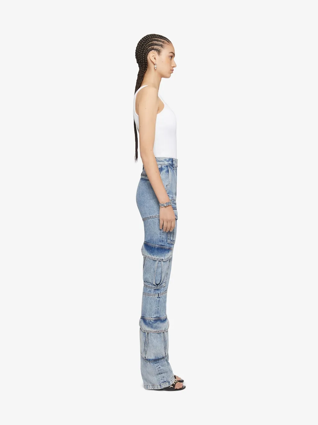 Boot cut cargo pants in denim