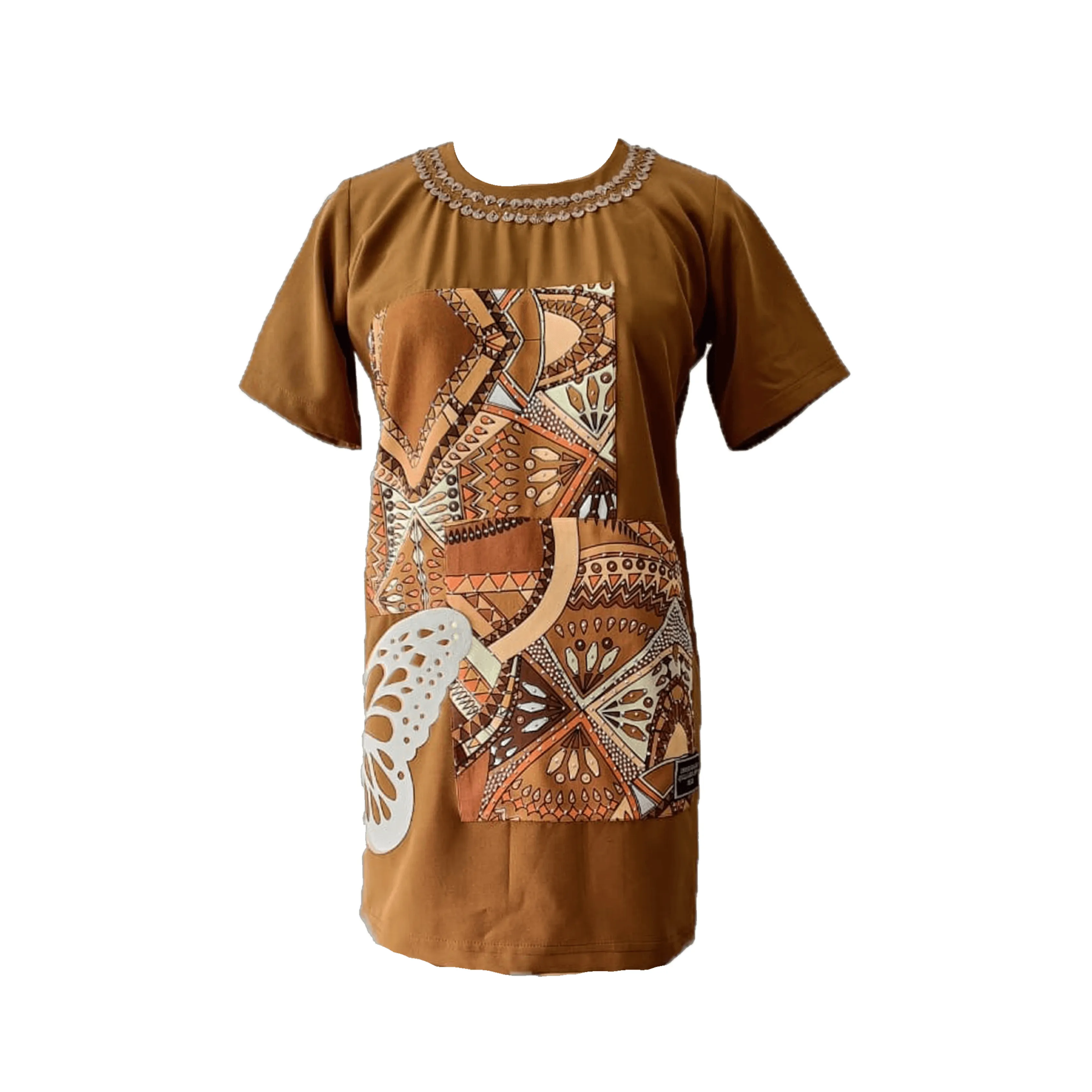 Brown Aztec T-Shirt Dress