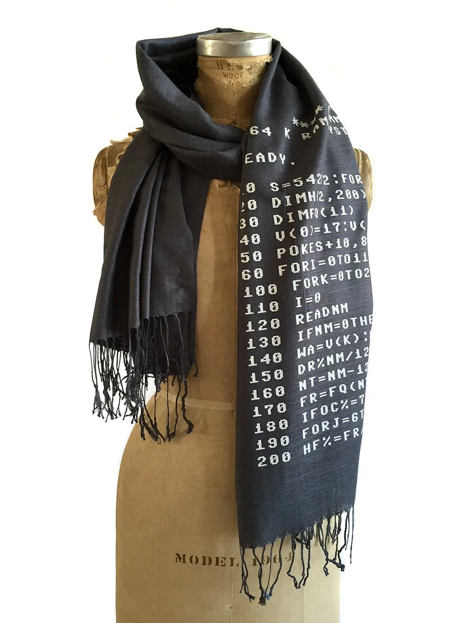 c64 Scarf. Commodore BASIC Code linen-weave pashmina