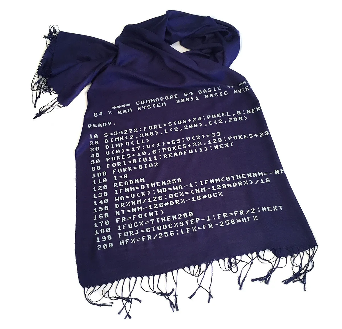 c64 Scarf. Commodore BASIC Code linen-weave pashmina