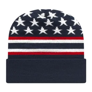 Cap America RKFLAG12 Flag Knit Cap with Cuff