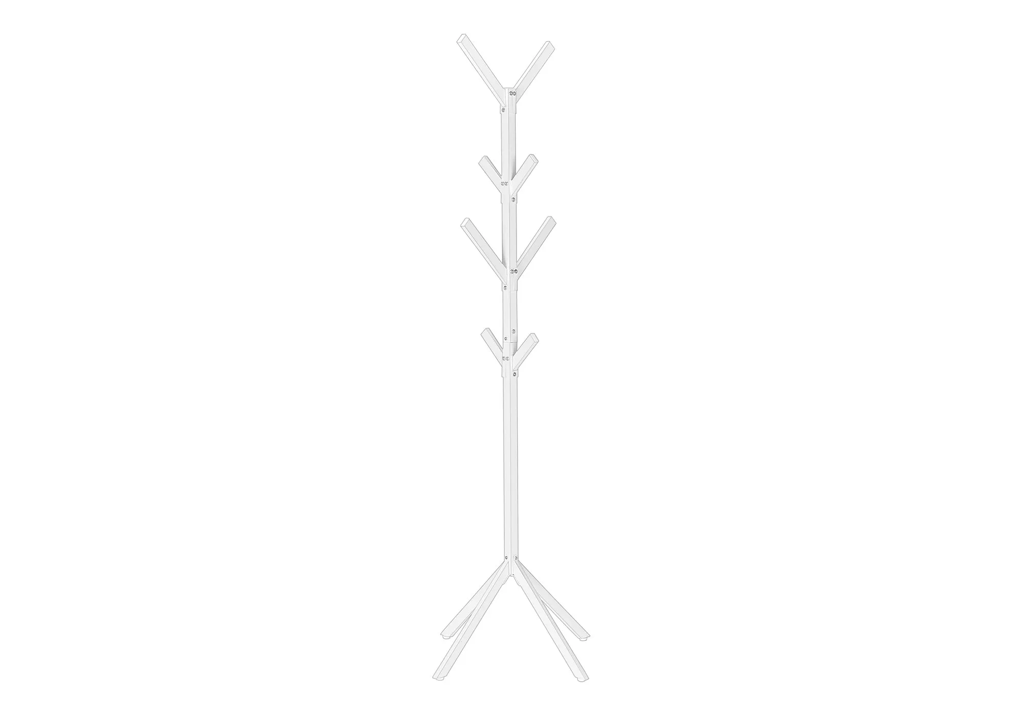 Coat Rack, Hall Tree, Free Standing, 8 Hooks, Entryway, 70"h, Bedroom, White Metal, Contemporary, Modern