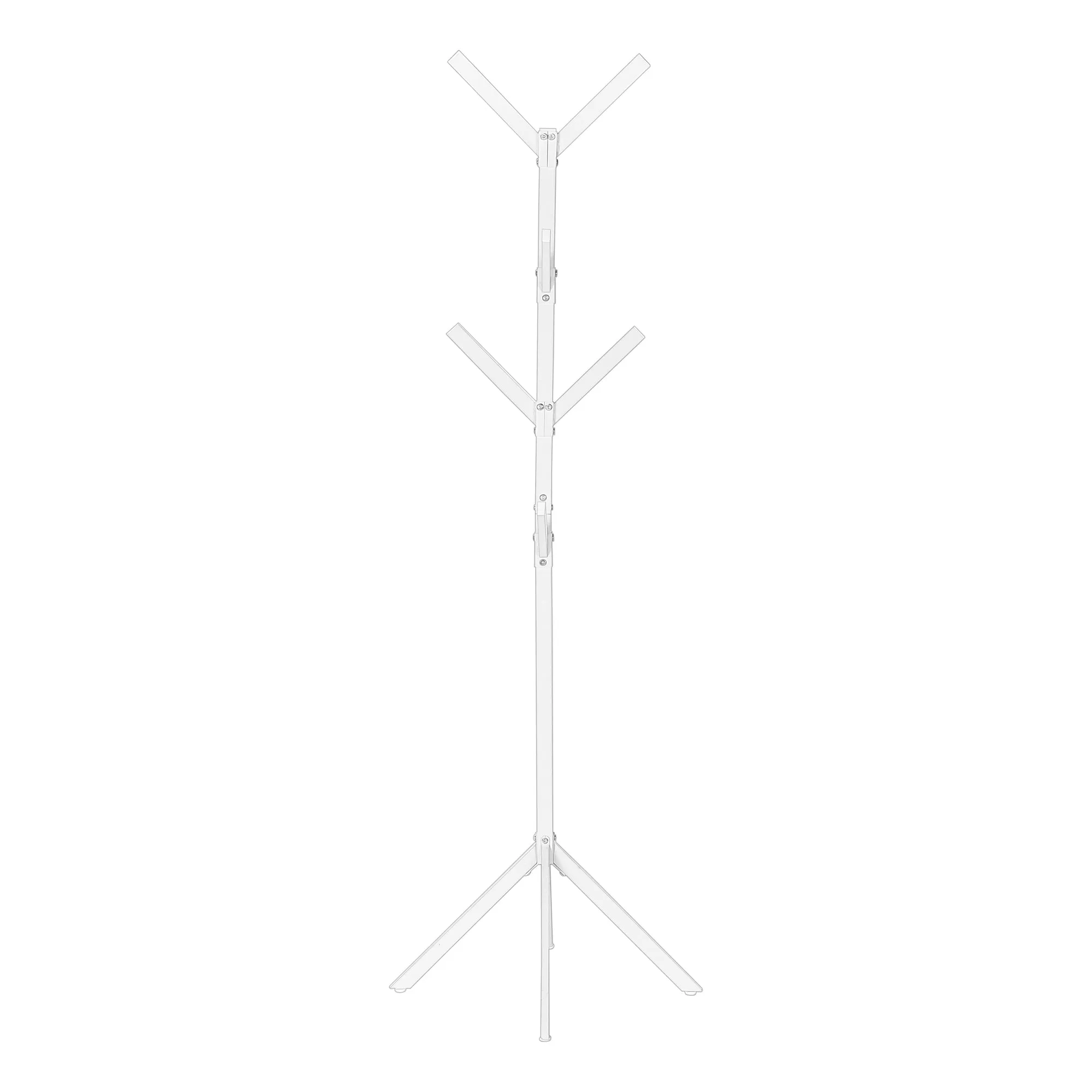 Coat Rack, Hall Tree, Free Standing, 8 Hooks, Entryway, 70"h, Bedroom, White Metal, Contemporary, Modern