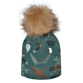 Cotton beanie with fleece lining - Lizards