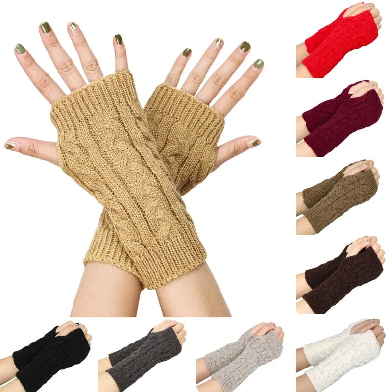 Cozy Monochrome Fingerless Gloves for AutumnWinter Protection