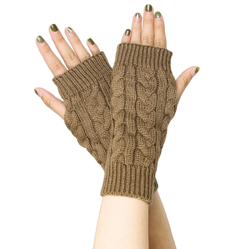 Cozy Monochrome Fingerless Gloves for AutumnWinter Protection