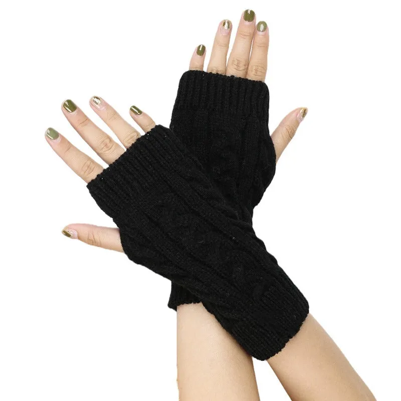 Cozy Monochrome Fingerless Gloves for AutumnWinter Protection