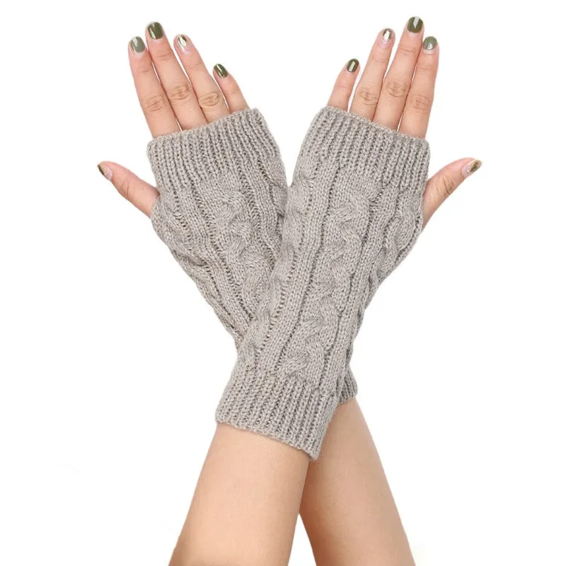 Cozy Monochrome Fingerless Gloves for AutumnWinter Protection