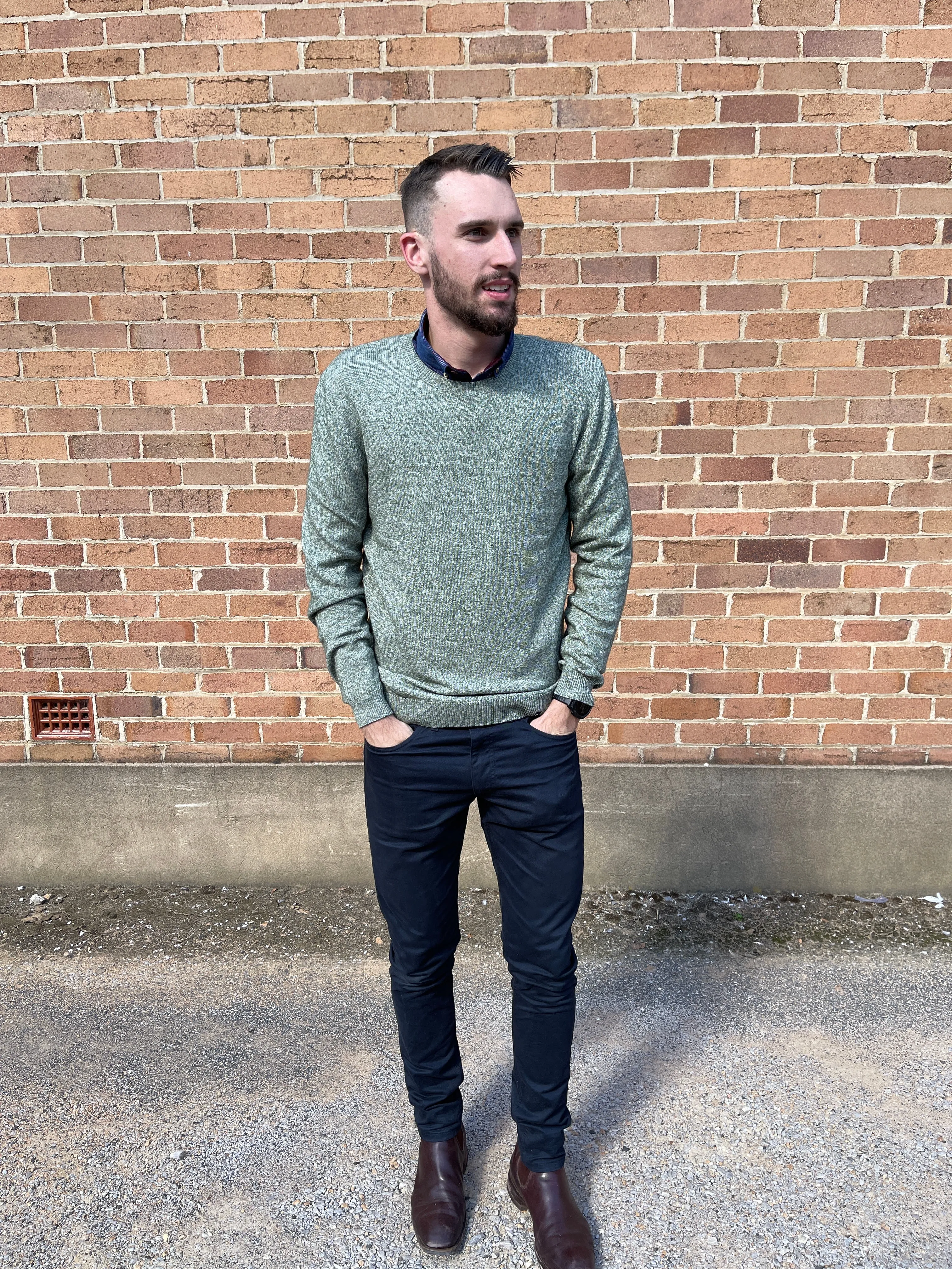 Crew Neck Jumper - Green