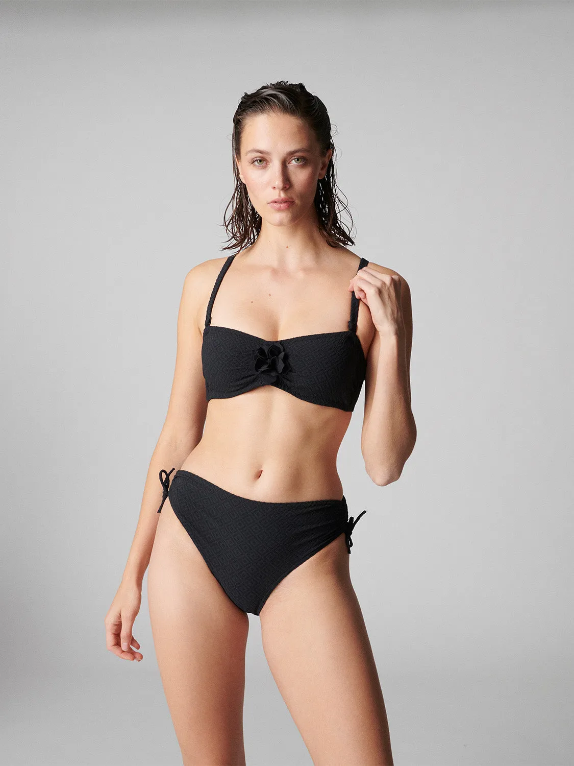 Culotte de bain taille haute - Noir