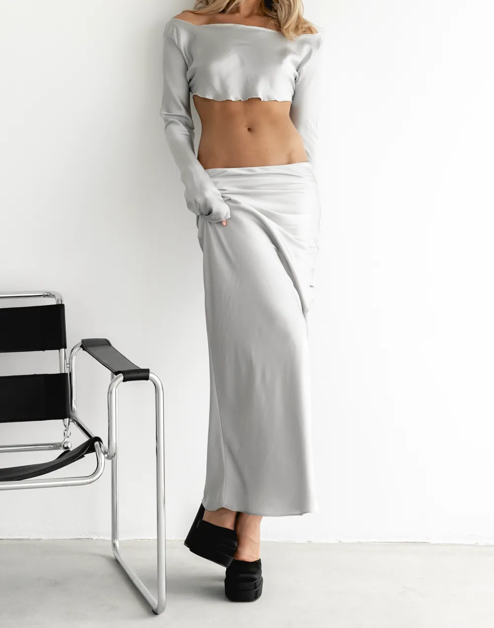 Devon Maxi Skirt (Sonic Silver) - By Lioness