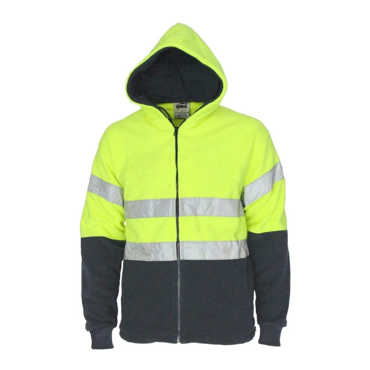 Dnc Workwear Hi-vis Full Zip Polar Fleece Hoodie With Csr Reflective Tape - 3926