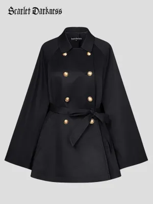 Double Breasted Overcoat Poncho Peacoat with Pocket