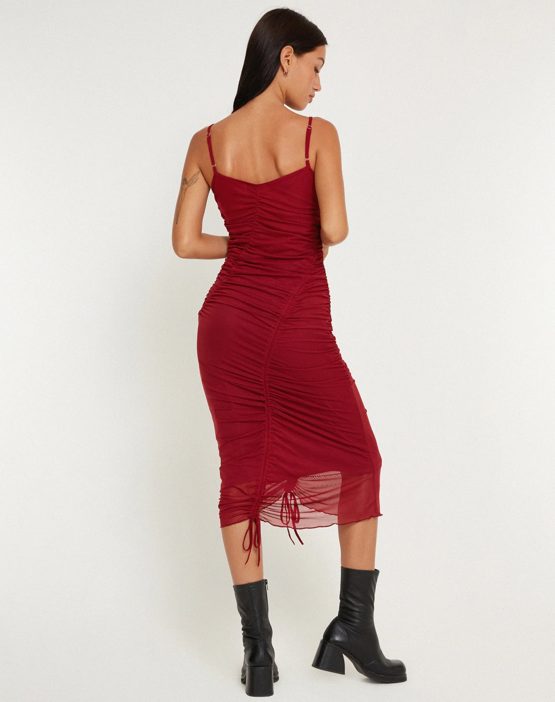 Dulcia Midi Dress in Burgundy