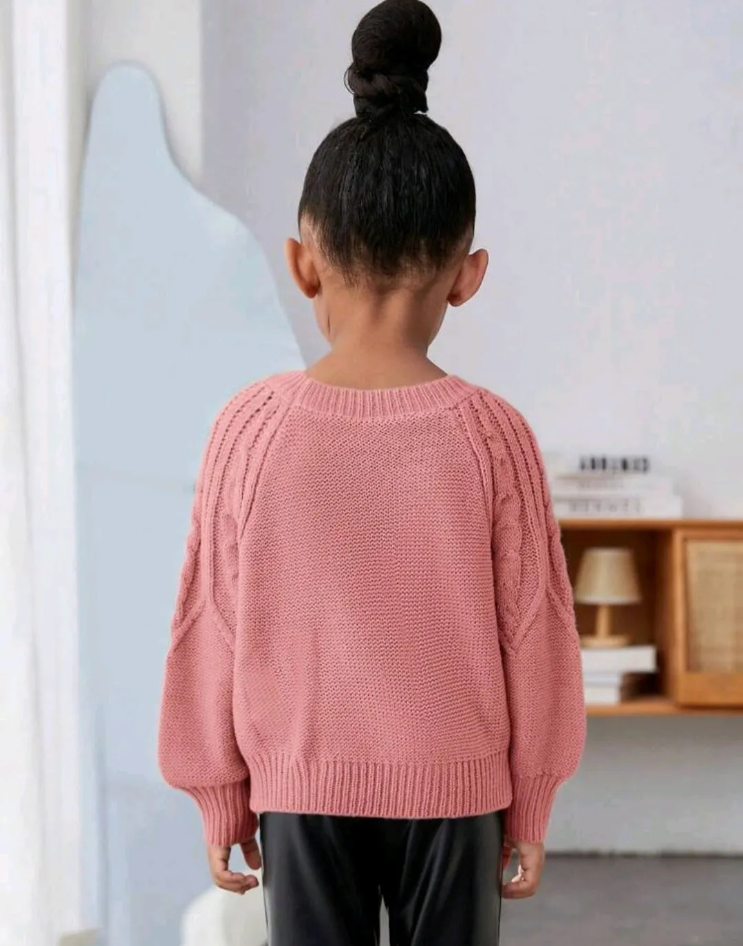 Dusty Pink Crewnek Cable Knited Sweater #1000213