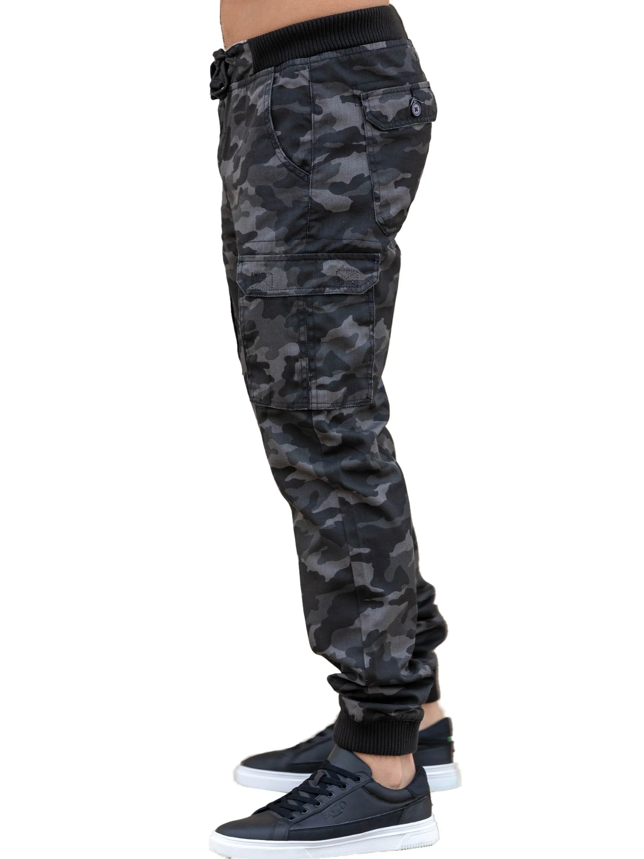 Enzo | Mens Cargo Cuffed Trousers