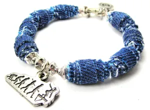 Evolution Of A Gymnast Blue Jean Beaded Toggle Bracelet