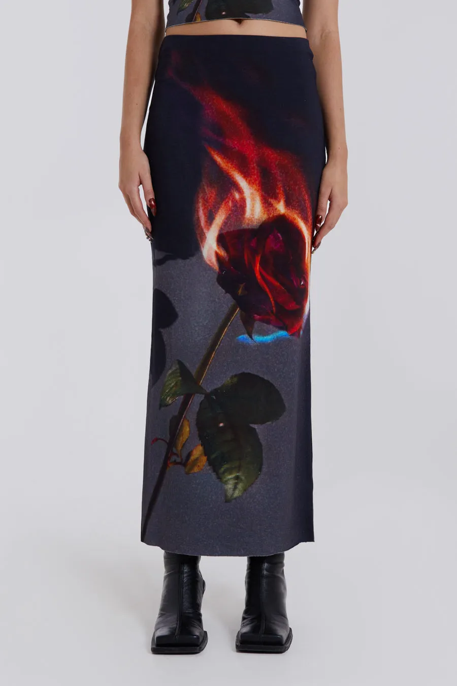 Flaming Rose Maxi Skirt