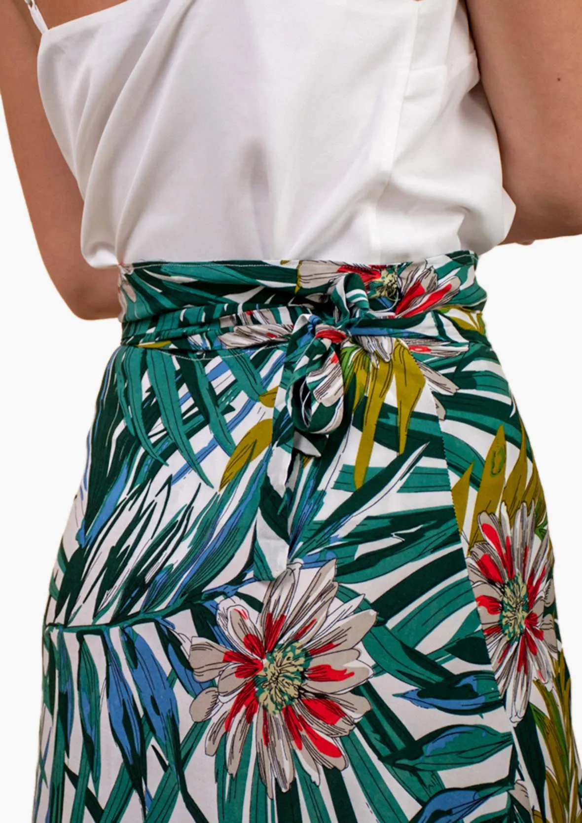 Floral Pattern Wrap Skirt