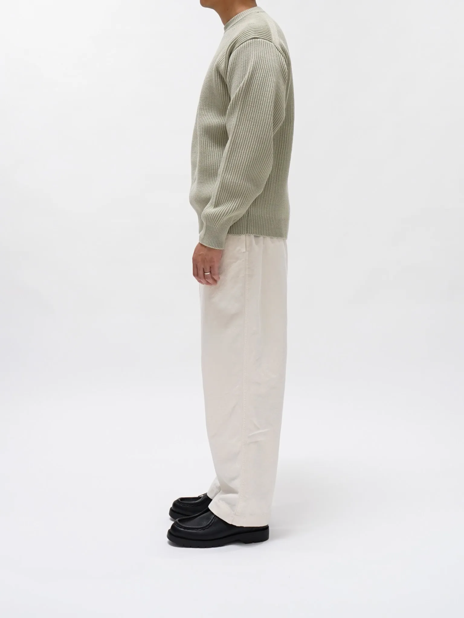 French Merino Rib Knit P/O - Light Khaki