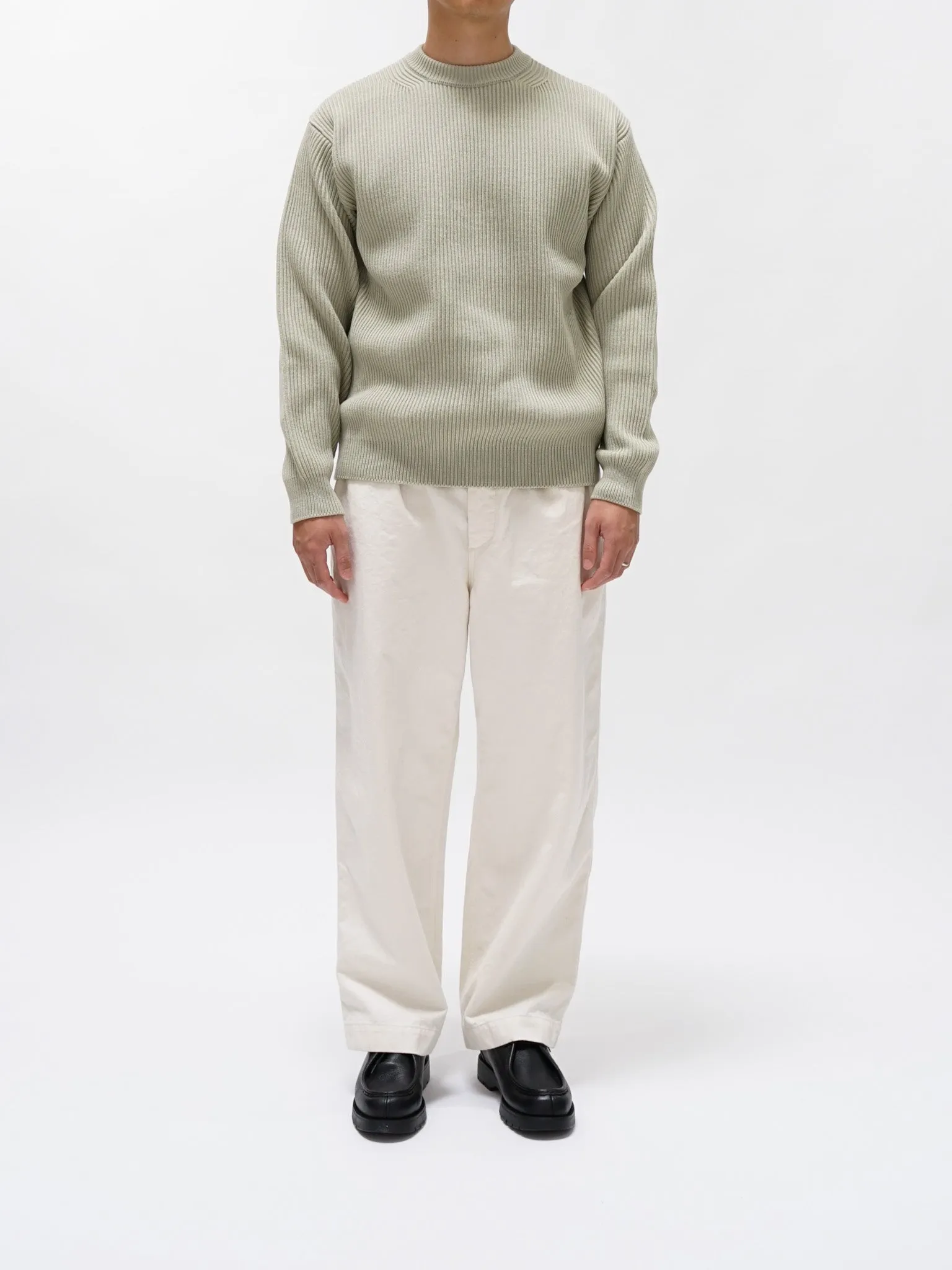 French Merino Rib Knit P/O - Light Khaki