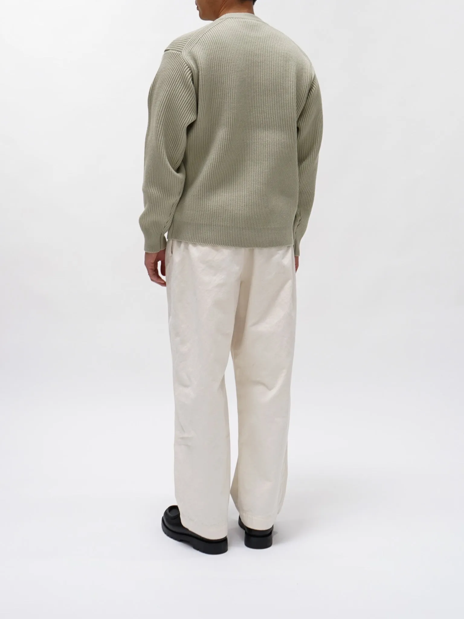 French Merino Rib Knit P/O - Light Khaki