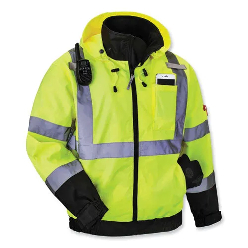 Glowear 8379 Class 3 Hi-vis Fleece Lined Bomber Jacket, Lime, 4x-large, Ships In 1-3 Business Days