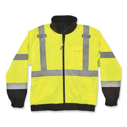 Glowear 8379 Class 3 Hi-vis Fleece Lined Bomber Jacket, Lime, 4x-large, Ships In 1-3 Business Days