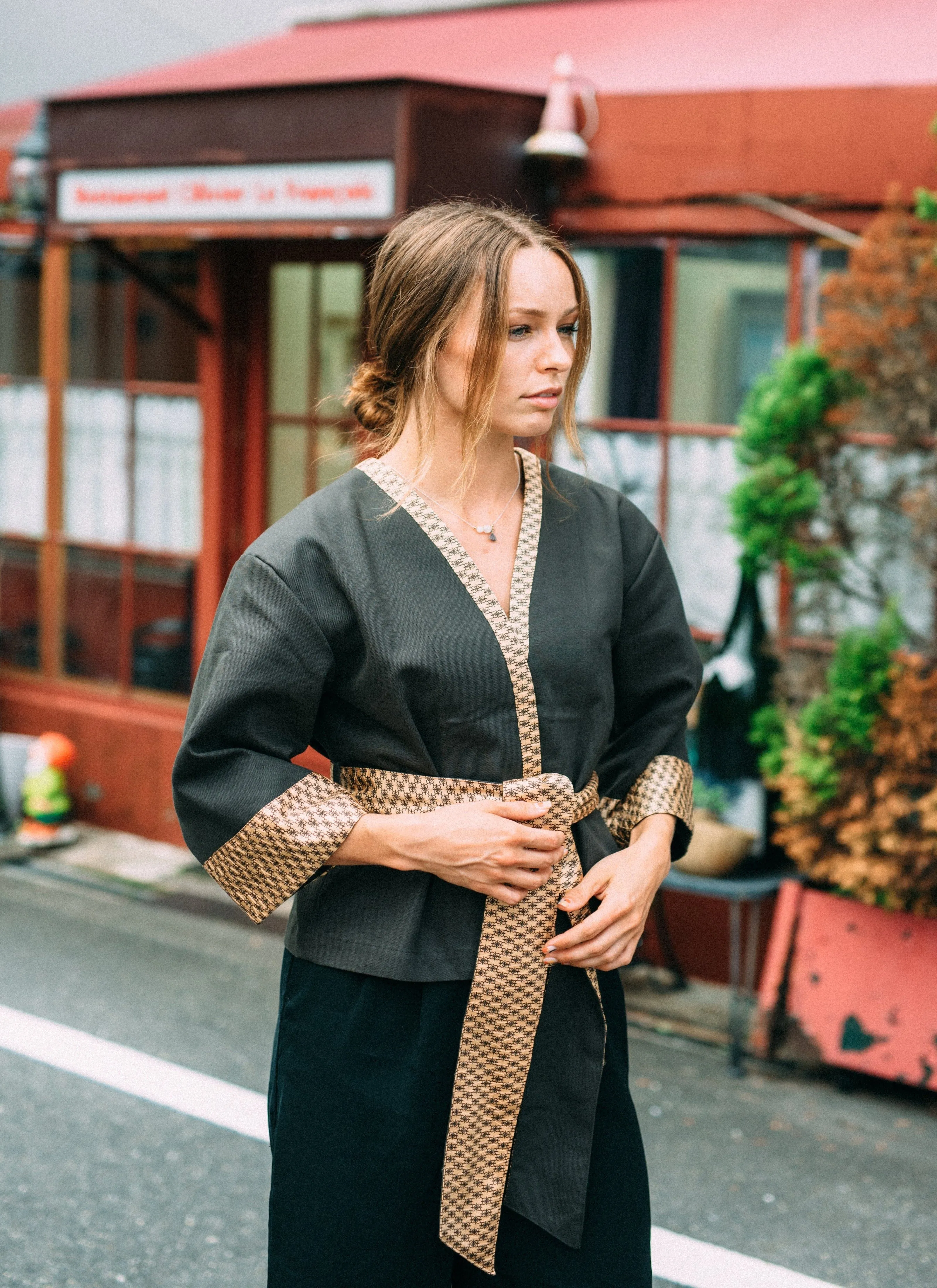 Gold Brown-Kimono Jacket