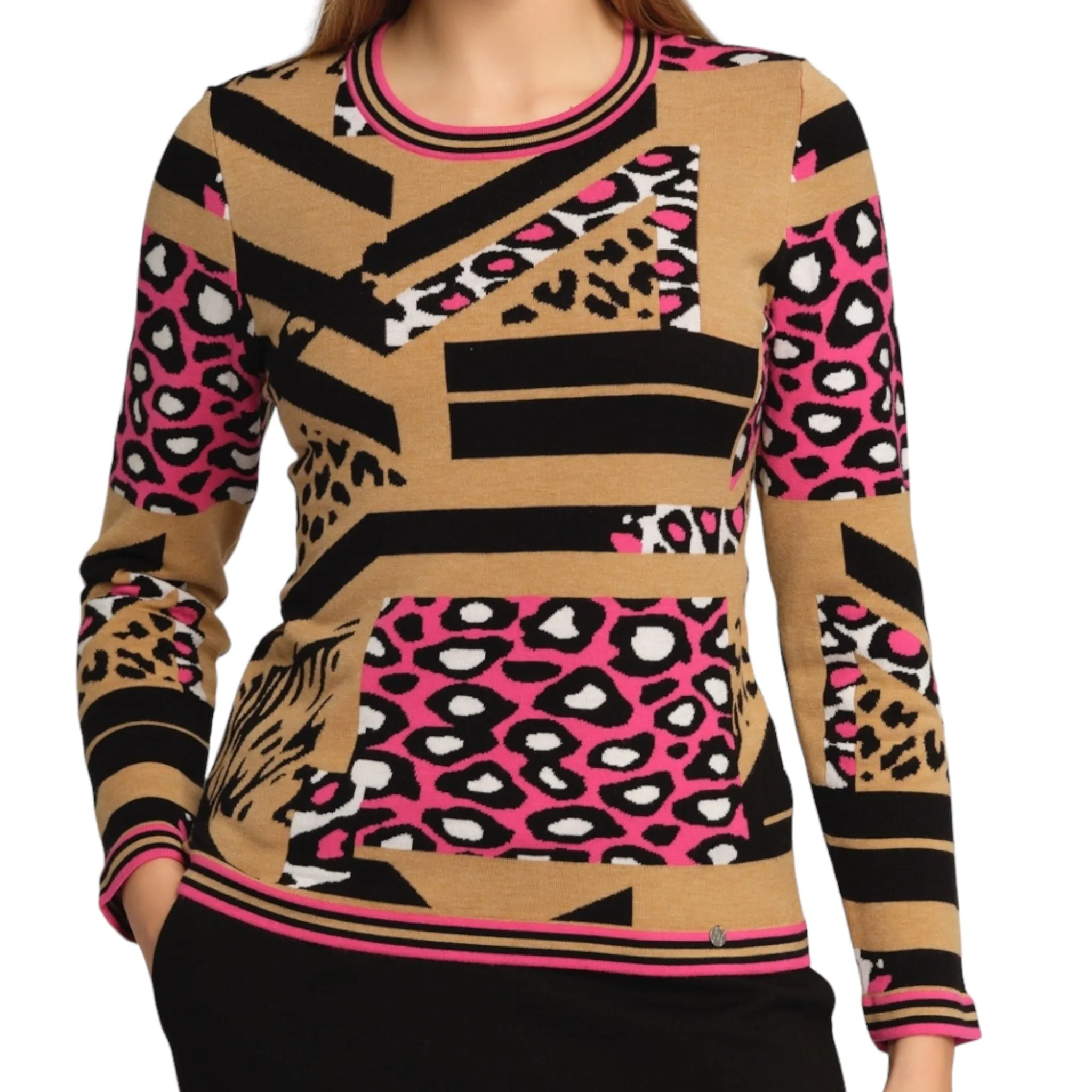 Gollehaug Animal Print Sweater Sand