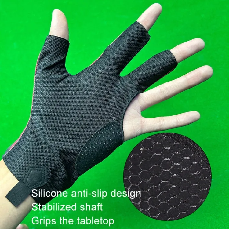 GUTENG Three Finger Thin Breathable Wear-Resistant Non-Slip Snooker Billiard Gloves, Style: Left Thumb Half Finger (Printed Red)