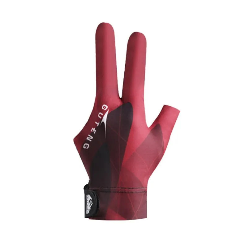 GUTENG Three Finger Thin Breathable Wear-Resistant Non-Slip Snooker Billiard Gloves, Style: Left Thumb Half Finger (Printed Red)